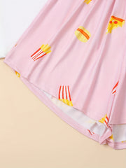 Fries Print Pajama Set Short Sleeve Top & Shorts Women's Sleepwear