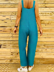 Solid Knot Strap Overall Jumpsuit Casual