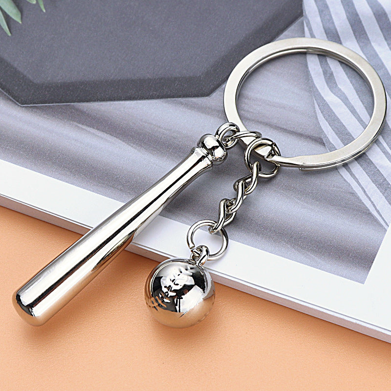 Baseball Bat Key Chain 3D Metal Sports Style Creative Gift