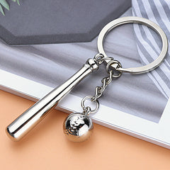 Baseball Bat Key Chain 3D Metal Sports Style Creative Gift