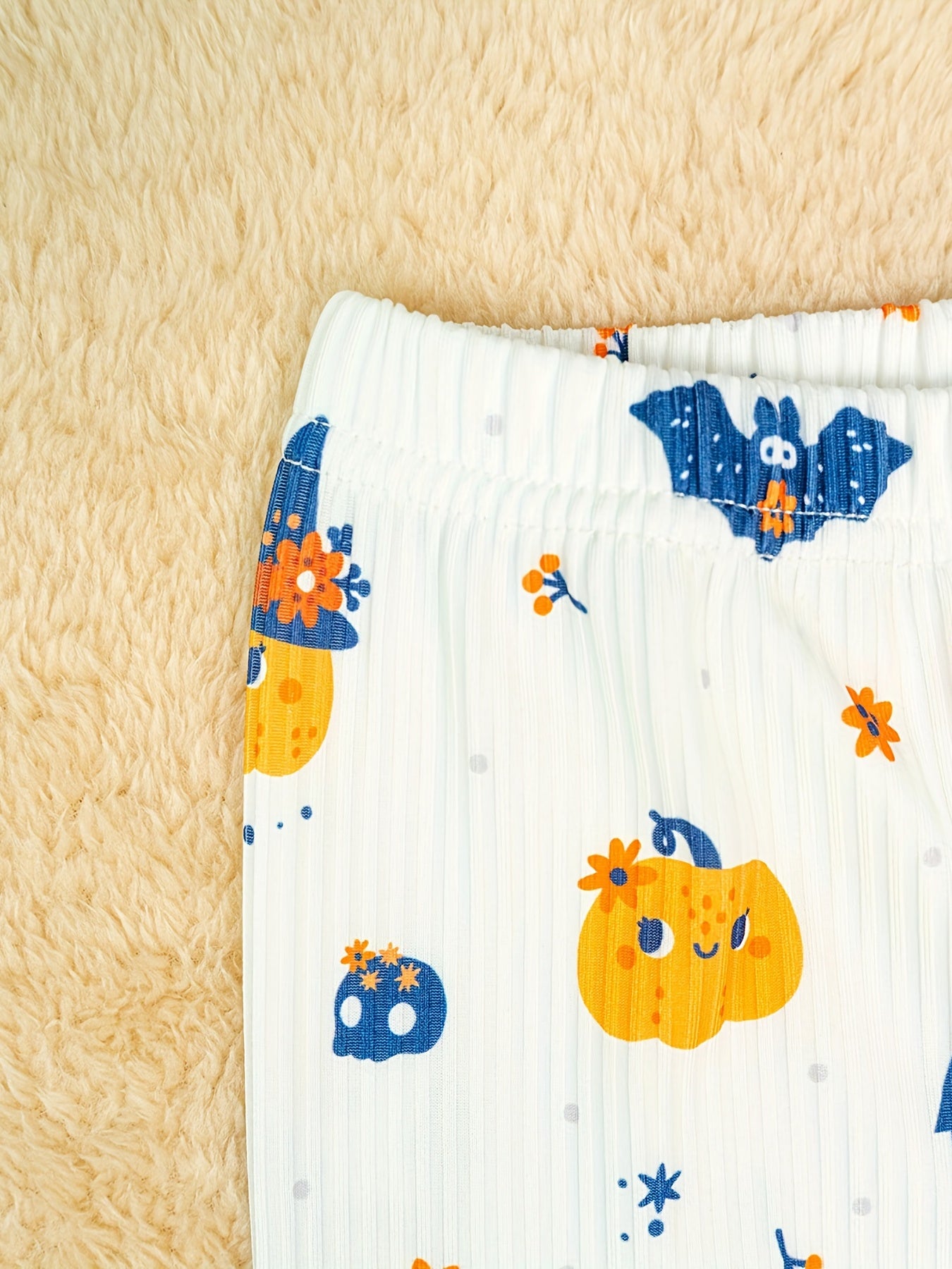 3pc Halloween Leggings For Girls, Cartoon Pattern Ankle Leggings Set