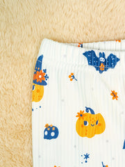 3pc Halloween Leggings For Girls, Cartoon Pattern Ankle Leggings Set
