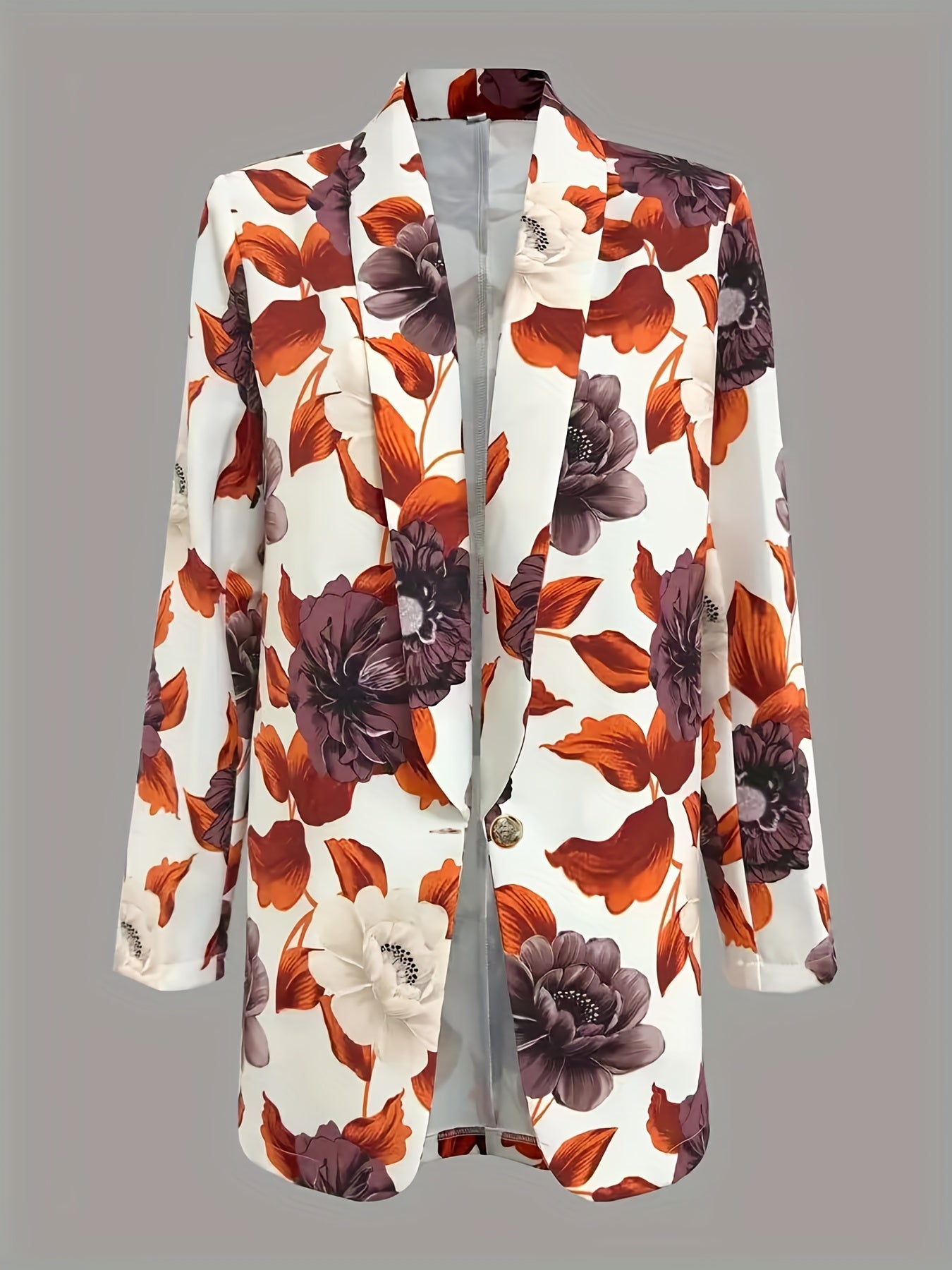 Casual Floral Blazer Long Sleeve Shawl Collar