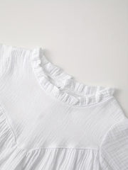 Girls Cotton Ruffle Trim Long Sleeve Dress
