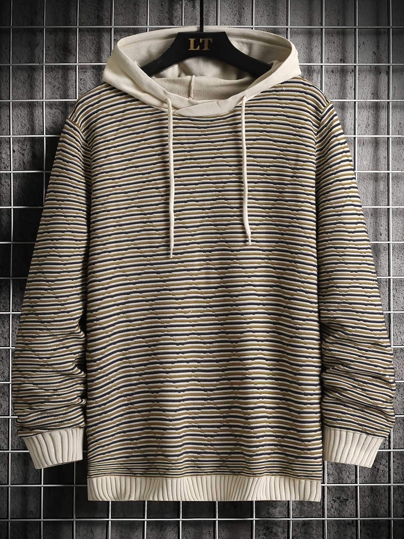 Autumn Winter Men's Striped Hooded Sweater Knitwear