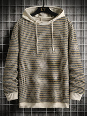 Autumn Winter Men's Striped Hooded Sweater Knitwear