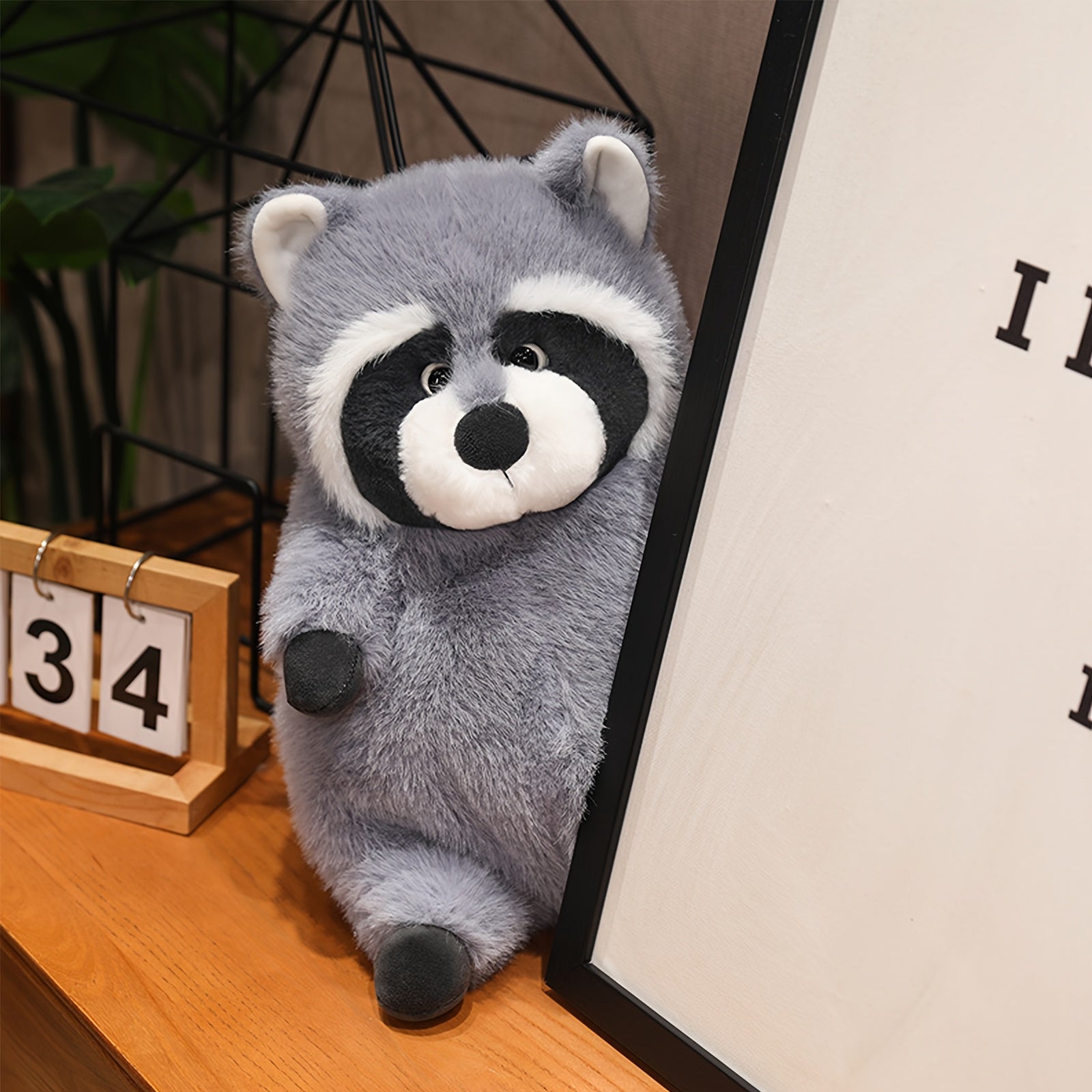 Gray Raccoon Plush Toy for Kids Home Decoration Halloween Gift