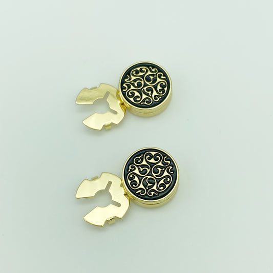 2pcs Minimalist Pattern Button Covers Hidden Buttons Shirt Decorative