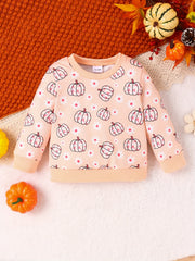 Pumpkin Bat Sweatshirt Toddler Baby Casual Pullover Top Halloween Outfit