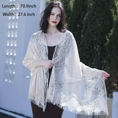 Lace Flower Hollow Shawl Tassel Veil Women Party Head Wrap