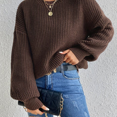 Solid Crew Neck Pullover Sweater Long Sleeve Winter Women's Clothing