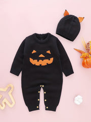 Baby Pumpkin Graphic Knit Bodysuit & Hat Set