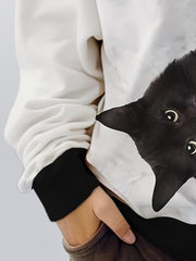 Yin yang Kitty Hooded Sweatshirt For Spring Sports