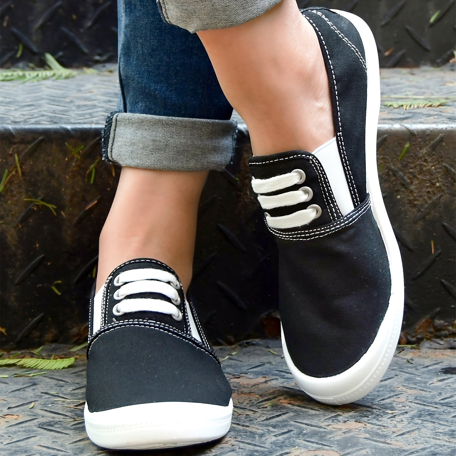 Women's Canvas Slip On Shoes Lightweight Low Top Sneakers