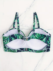 Tropical Print Bikini Top High Stretch