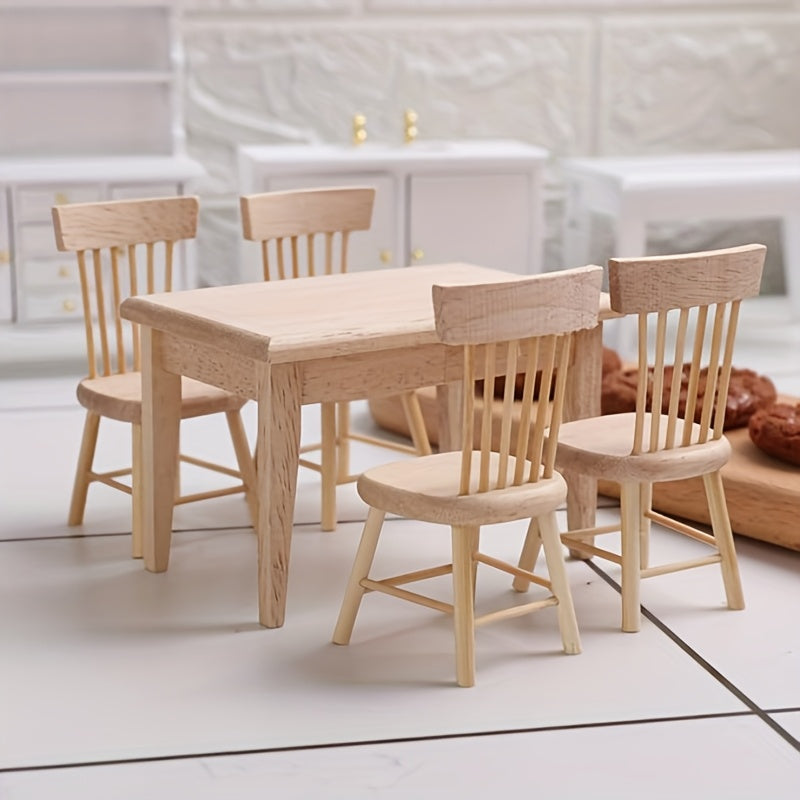 Dollhouse Dining Chair Brown Wood Grain Compact Size for Accessories