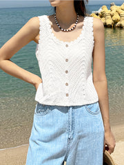 Creux Crochet Tank Top Loose Sleeveless Summer Tank Top
