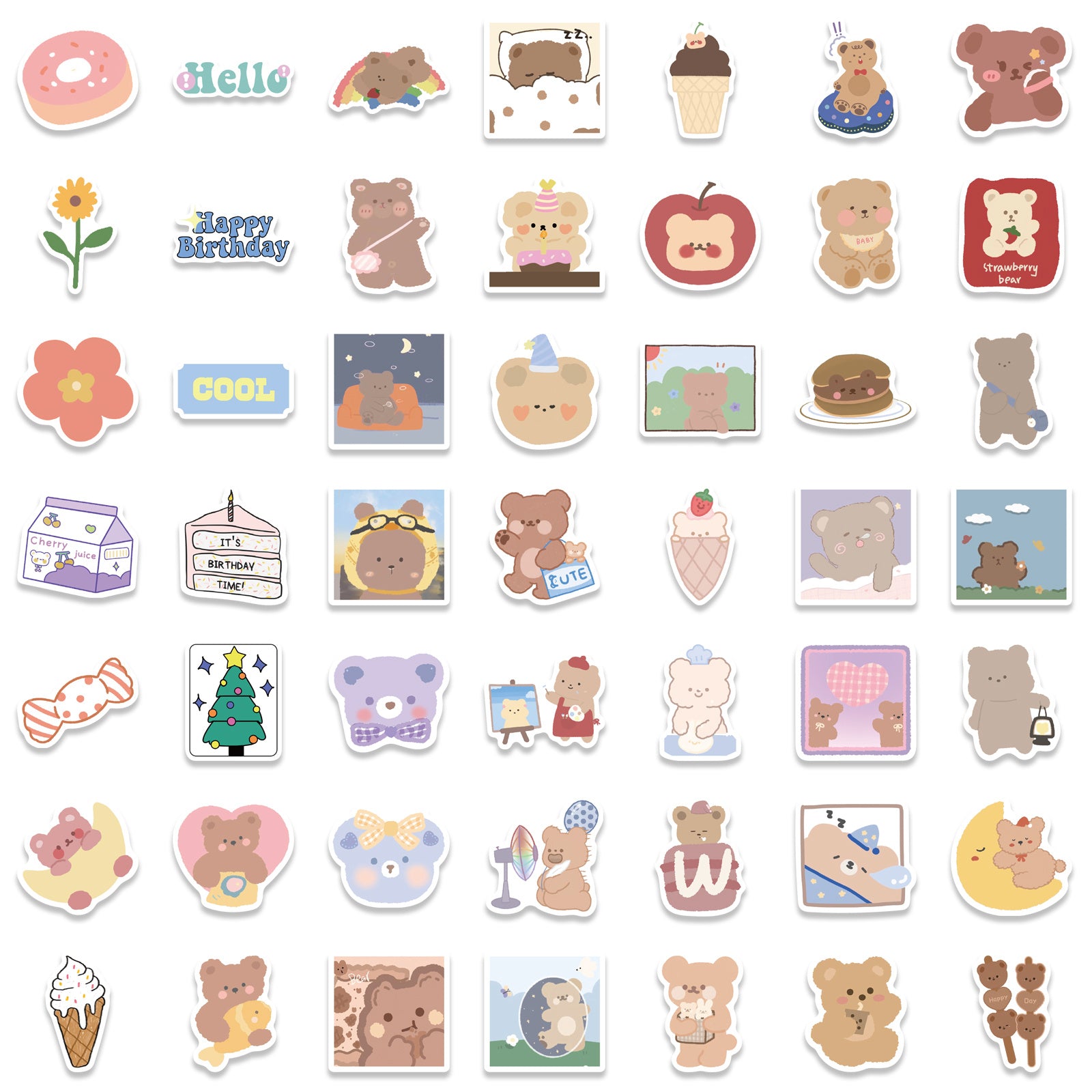 102pcs Bear Waterproof Sticker Pack