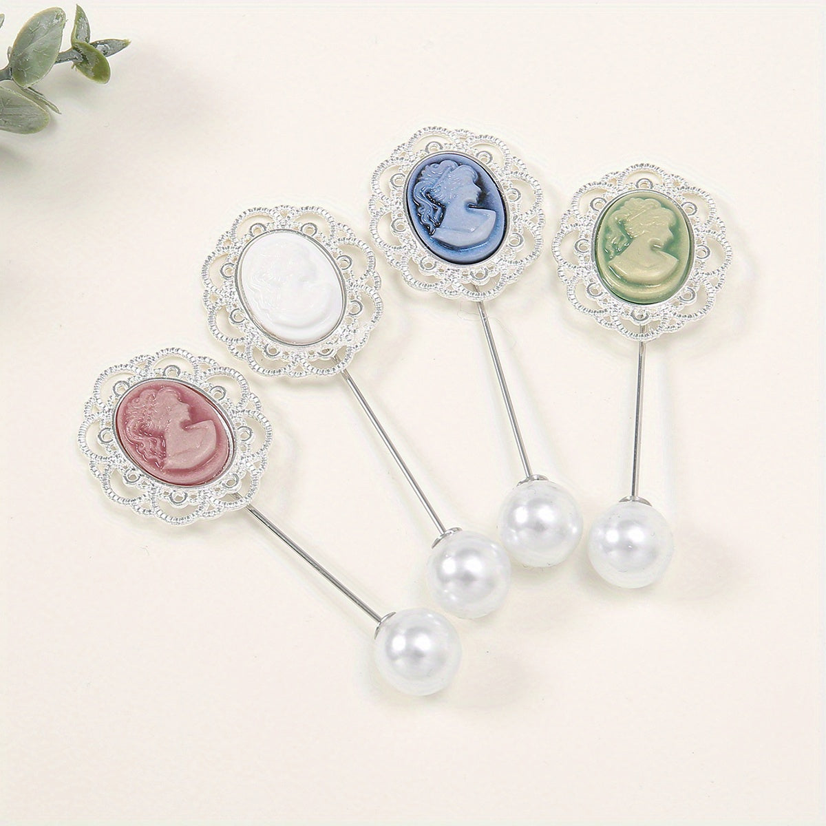 4pcs Faux Pearl Scarf Pin Hijab Shawl Clip Dress Shirt Accessories