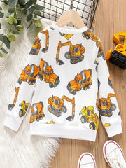 Boys Excavator Print Pullover Sweatshirt