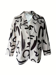 Abstract Stripe Print Long Sleeve Blazer