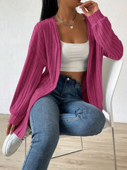 Solid Lantern Sleeve Cardigan Coat for Women