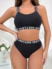 Criss Cross Back Bra & Panties Lingerie Set