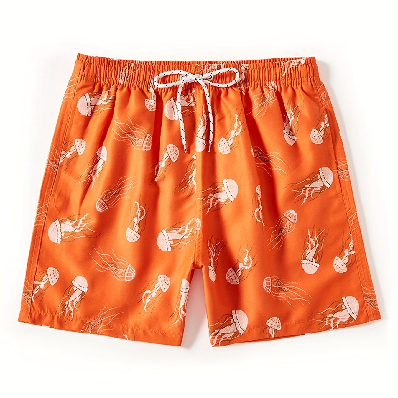 Jellyfish Print Tropical Drawstring Swim Trunk Men's Board Shorts