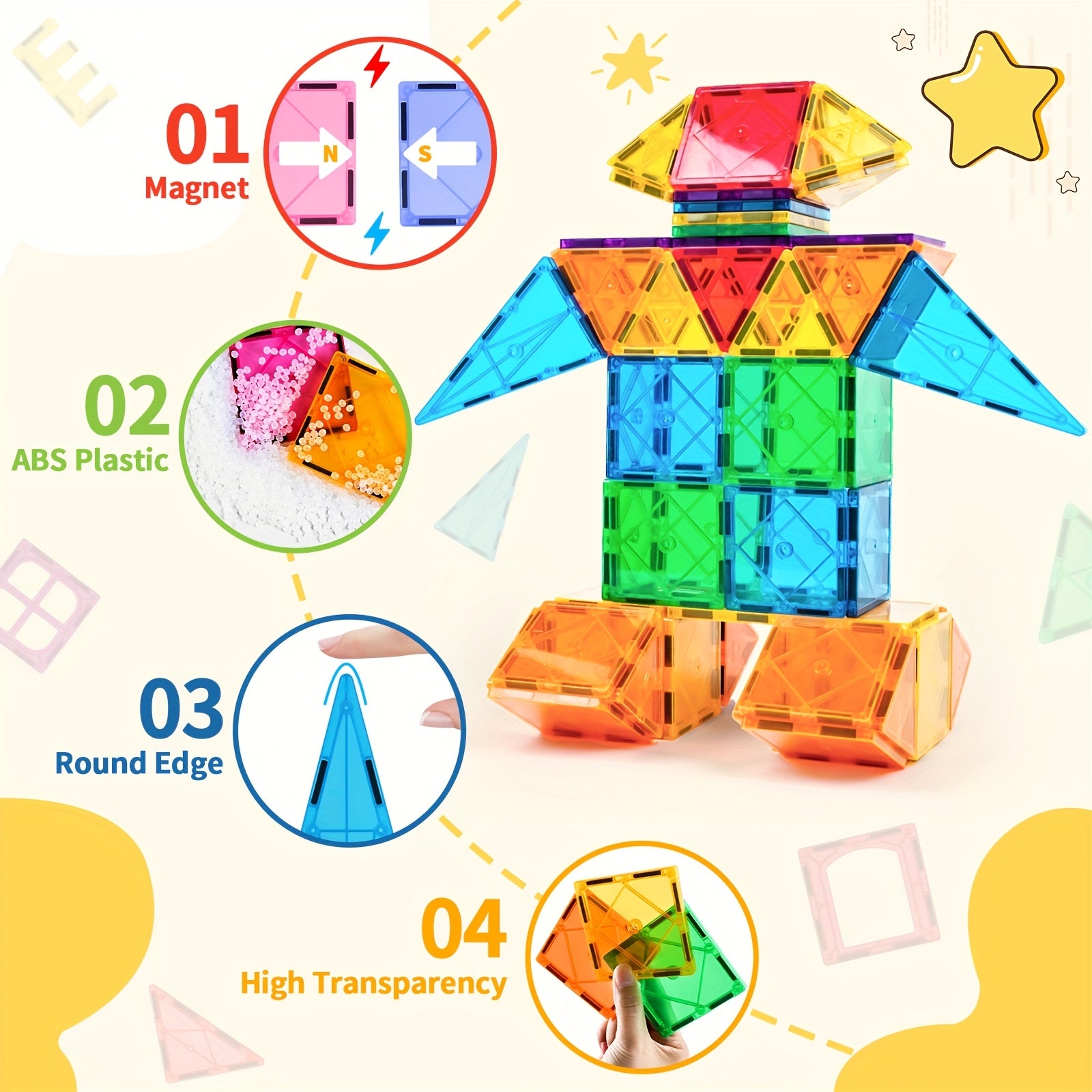 99pcs Magnetic Tiles Building Blocks Educational Toys for Kids Age 3-8