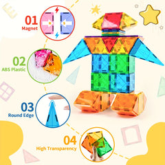 99pcs Magnetic Tiles Building Blocks Educational Toys for Kids Age 3-8