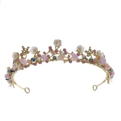 Bridal Rhinestone Pearl Tiara Set - Wedding Crown Leaf Headband
