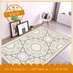 Vintage Geometric Faux Cashmere Area Rug Soft Fluffy Stain Resistant