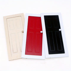 Mini Dollhouse Wooden Door Furniture Hinged Red Beige for Decoration