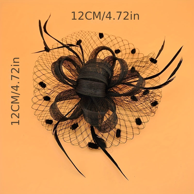 Vintage Mesh Headdress Faux Feather Head Piece for Horse Racing