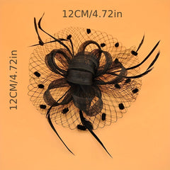Vintage Mesh Headdress Faux Feather Head Piece for Horse Racing