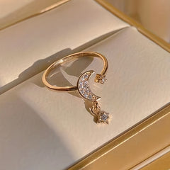 Moon Star Ring Inlaid Zircons Light Jewelry For Female