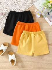 3pcs Lion Pattern Kids Shorts Elastic Waist Toddler Baby Girls