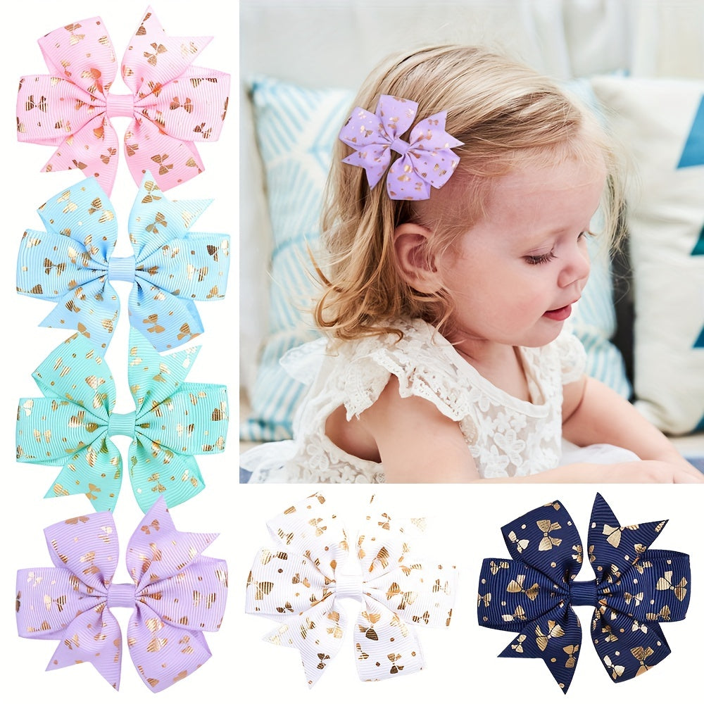 6pcs Candy Ribbed Bow Hair Clip Set for Kids