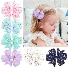 6pcs Candy Ribbed Bow Hair Clip Set for Kids