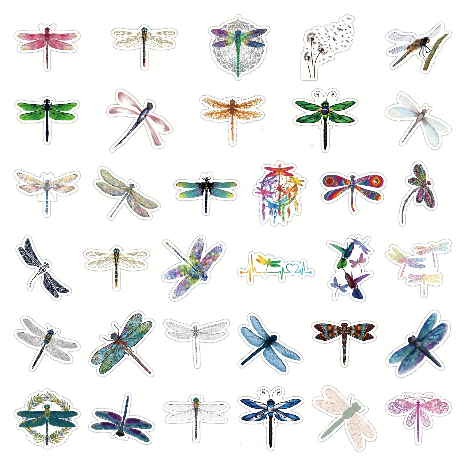 63pcs Dragonfly Stickers Water Bottle Waterproof Insect Decals Car Laptop