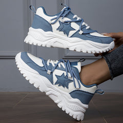 Women's Star Pattern Platform Sneakers Low Top Sport Shoes
