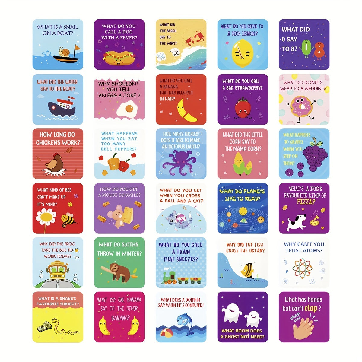 60pcs Joke Cards Lunch Box Notes For Students Funny Puns Boys Girls