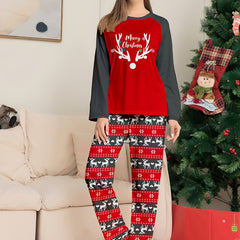 Christmas Elk Print Pajama Set Long Sleeve Top & Pants