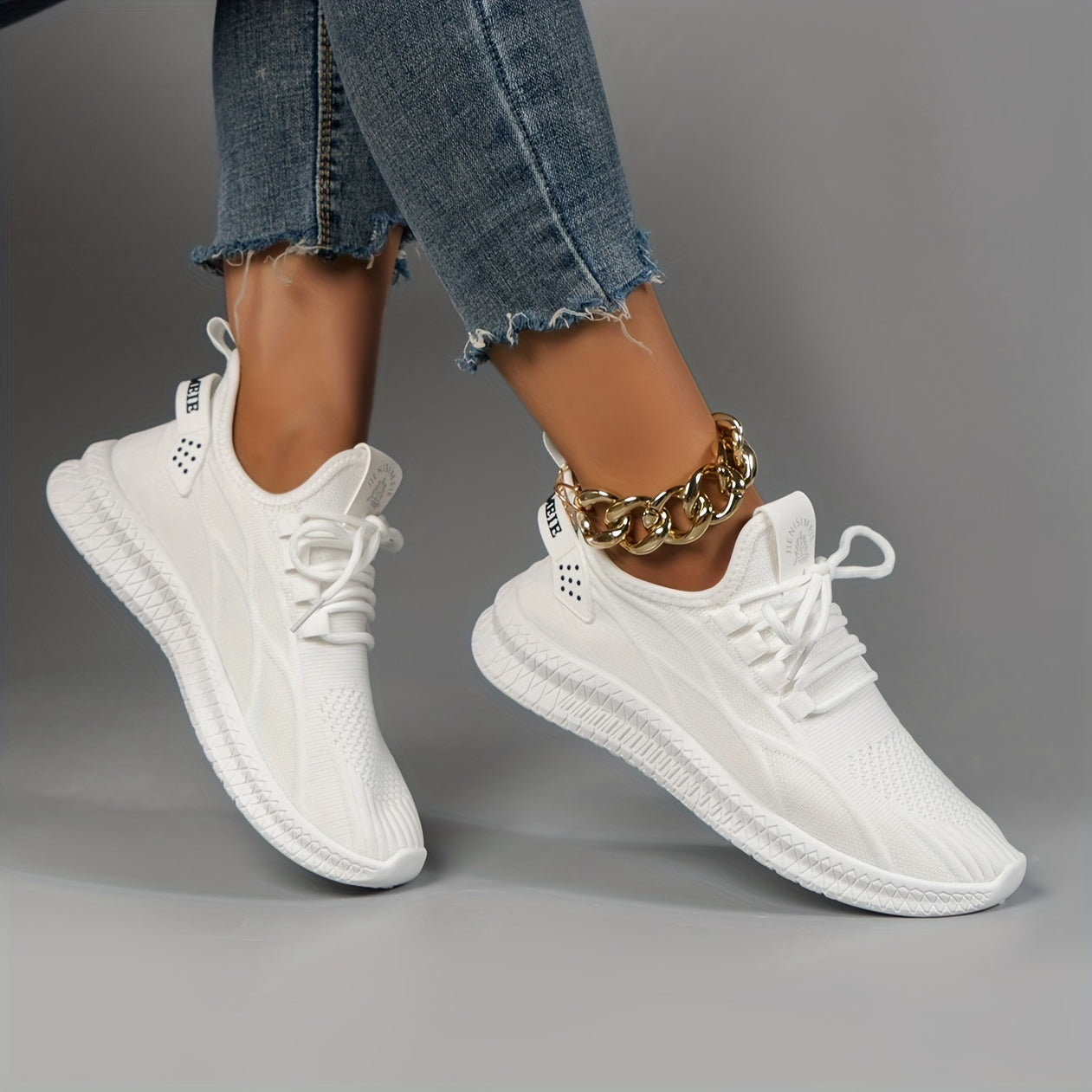 Women's Breathable Woven Sneakers Casual Lace Up Outdoor Shoes