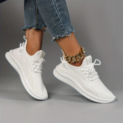 Women's Breathable Woven Sneakers Casual Lace Up Outdoor Shoes
