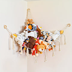 Stuffed Animal Storage Hammock Nursery Organizer Beige