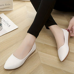 Women's Solid Flat Slip On Soft Shallow Mouth Shoes
