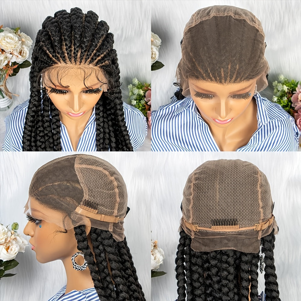 Full Lace Braided Wigs for Women Jumbo Box Braids Lace Front Wig with Baby Hair