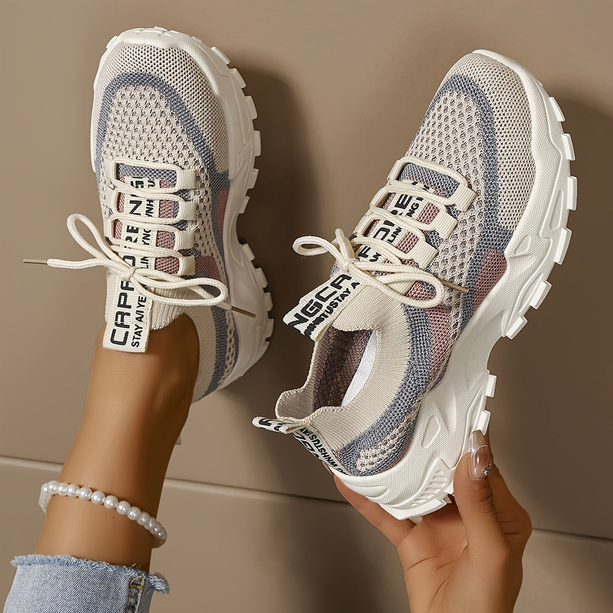 Women's Block Knit Platform Running Shoes