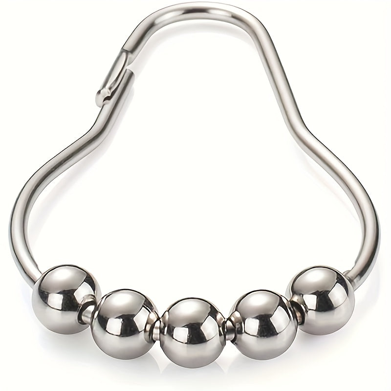 12pcs Stainless Steel Shower Curtain Hook Roller Ball for Bathroom Rod